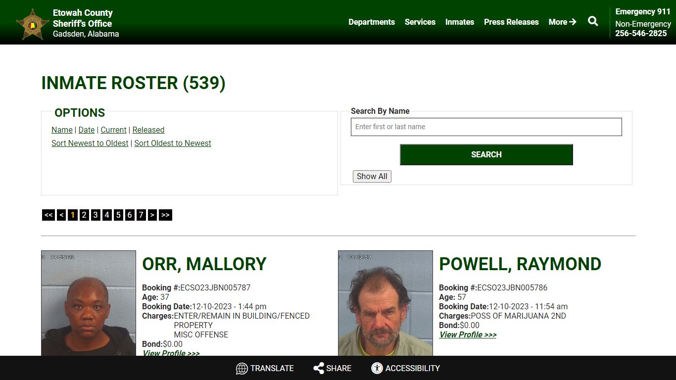 Inmate Roster - Current Inmates Booking Date Descending - Etowah County ...